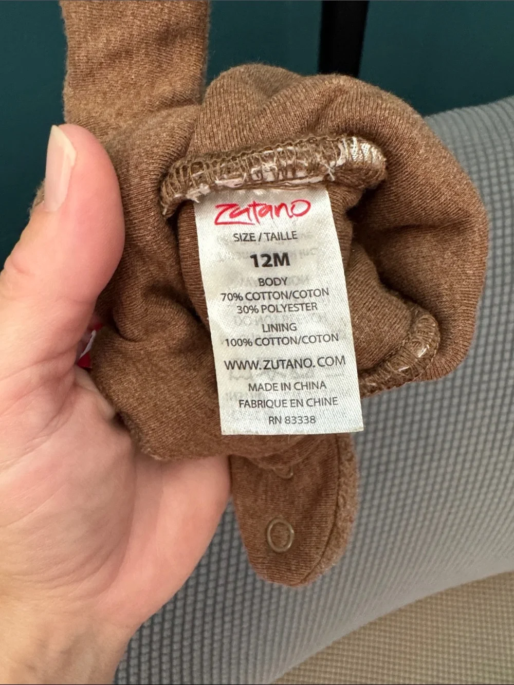 Zutano Brown Plush Baby Booties. Size 12 Months. Gently Used Condition.